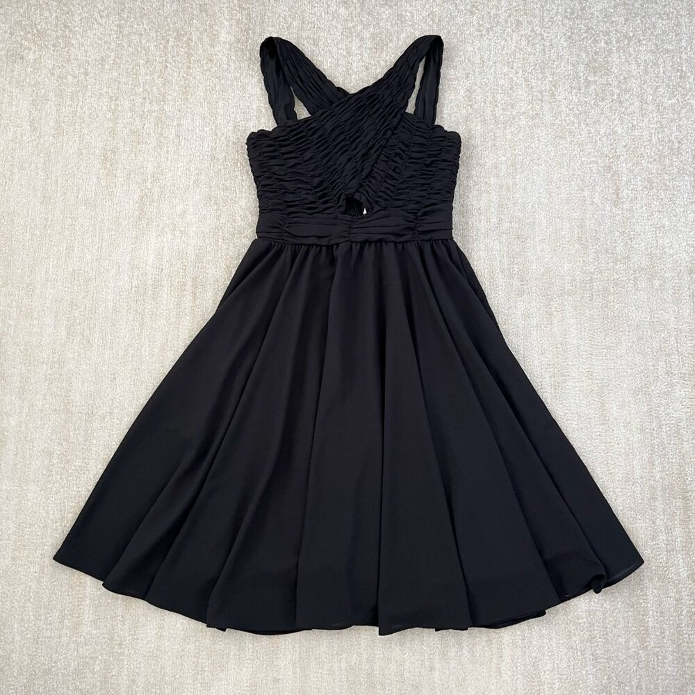 Laura Byrnes Pinup Girl Fit Flare Black Midi Dress With Pockets L